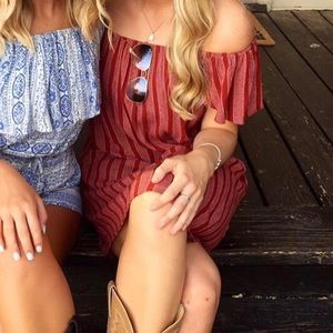 Everly Medium Off Shoulder Red Dress Maroon